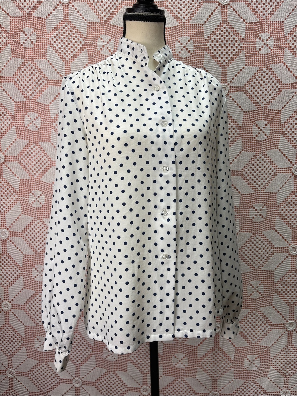 Vintage Hooper Polka Dot Blouse – Size 10